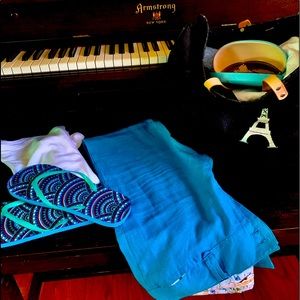 BEAUTIFUL AQUA BLUE LINEN PANTS